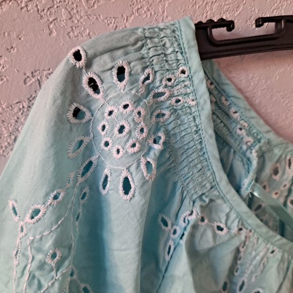 Charter Club Eyelet Light Blue Blouse - Picture 5 of 7